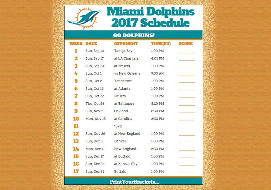 Phins News Miami Dolphins 2017 Schedule